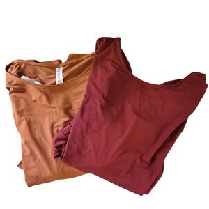 Set Of 2 Dear Scarlett Womens 1X Round Neck 3/4 Sleeve Tunic Top Copper Rust